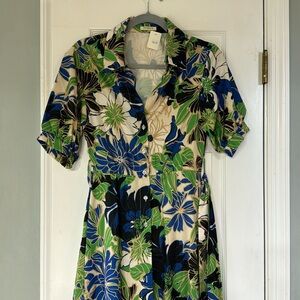 Sunday Up floral Button up midi with belt